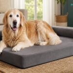 Large older dog resting on a roomy low-entry dog bed