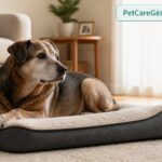 Senior dog resting on a supportive orthopedic dog bed