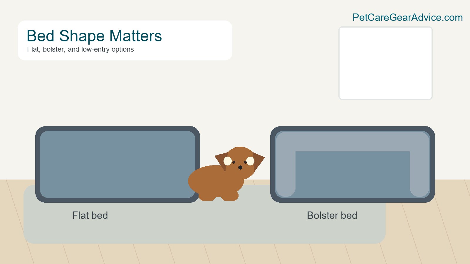 Comparison of flat and bolster dog bed shapes for older dogs