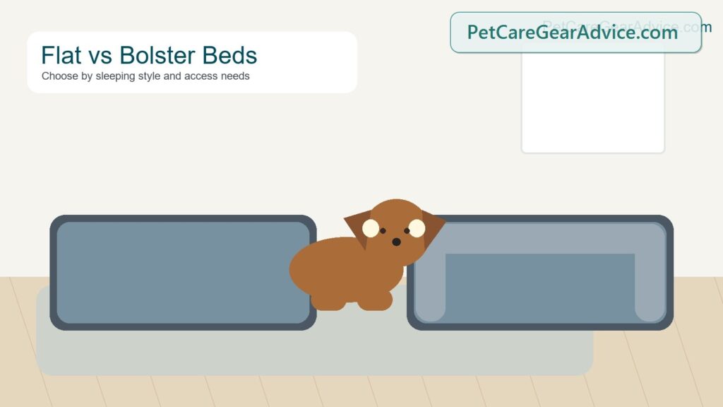 Older dog resting beside flat and bolster dog bed styles