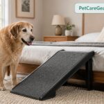 Older dog using safer bed-access support at home