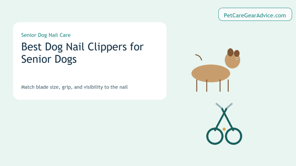 Senior dog beside plier-style dog nail clippers