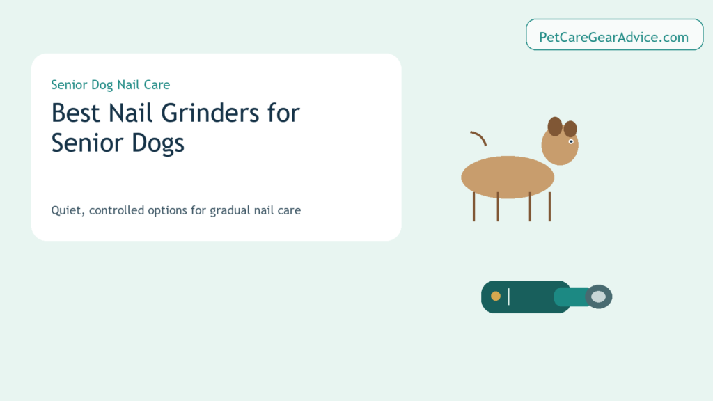 Senior dog beside a compact cordless dog nail grinder