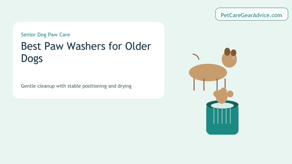 Older dog placing a paw near a handled paw washer cup